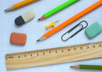 Pencils and wooden ruler
