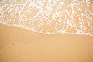 Waves on a sandy beach in the summer.