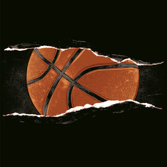 Basket ball behind a rip