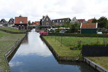 Naklejka na ściany i meble Marken Netherlands canal and houses
