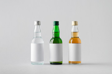 Miniature Spirits/Liquour Bottle Mock-Up - Three Bottles. Blank