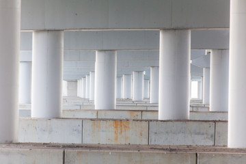 Concrete pillar for road or bridge construction
