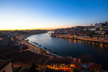Douro river at dusk, Porto, Portugal.