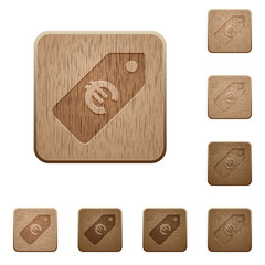 Euro price label wooden buttons