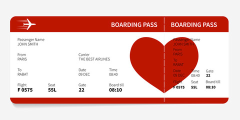 Red boarding pass - obrazy, fototapety, plakaty