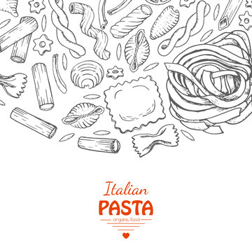 Vector background with italian pasta