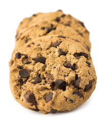 Chocolate Chip Cookies Isolated on White Background