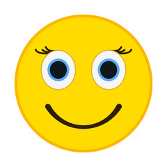 Smiling emoticon with happy eyes. Female emoji vector illustration.