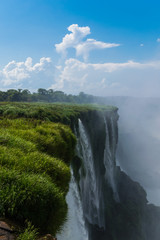 Panorama of the Iguazu Waterfalls in Argentina and Brazil