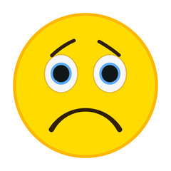Sad emoticon. Sorrowful emoji vector illustration.