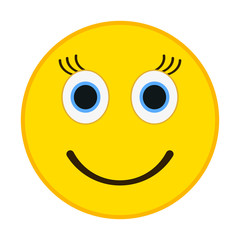 Smiling emoticon with happy eyes. Female emoji vector illustration.
