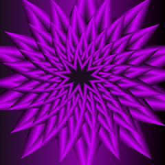 Purple circle star shape with optical art effect, flourish object on dark green background, vector decoration