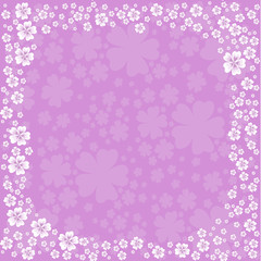Floral frame with white flowers on violet background