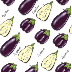 Seamless color pattern with eggplant