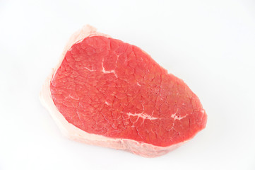 fresh chopped steak isolated on white background
