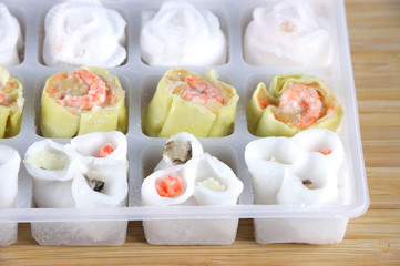 frozen shrimp dumpling and shaomai