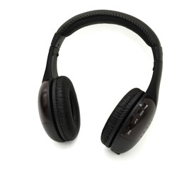 Black headphones isolated on white background