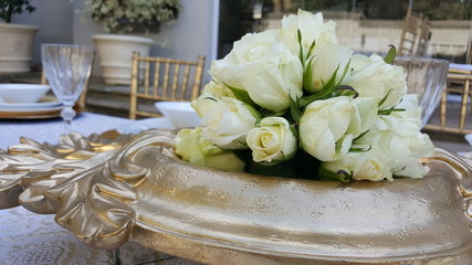 Flowers on a Wedding Table Layout