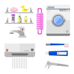 Bathroom icons symbols vector illustration.
