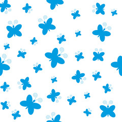 Blue butterflies on white background