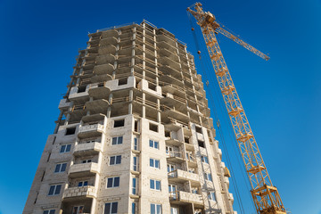 Two tower cranes building