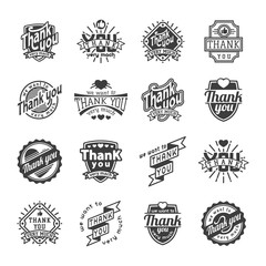 Thank you text lettering vector logo badge