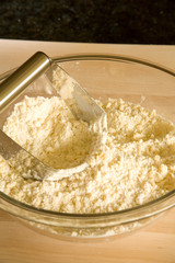 mixing flour for dough