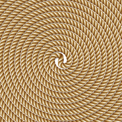 Fototapeta premium Coiled rope in circle, pattern background, isolated on white