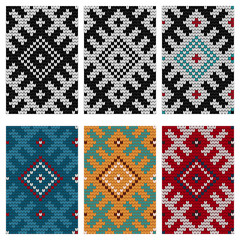 Set of Baltic knitting seamless patterns