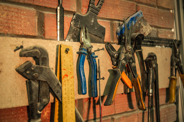 tools fixed on the wall