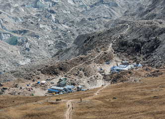 View of the Gorak Shep village from Kala Patthar - Everest region, Nepal, Himalayas