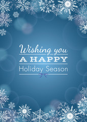 Fototapeta na wymiar Holiday Greeting with snowflakes and bokeh - vector illustration
