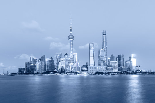 Beautiful Shanghai skyline at night,modern urban background