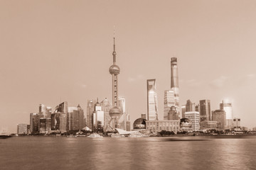 Obraz premium Beautiful Shanghai skyline at night,modern urban background