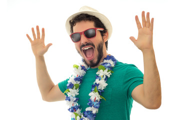 Young boy having a lot of fun with the Carnival celebration.