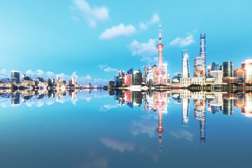 Beautiful Shanghai skyline at night,modern urban background