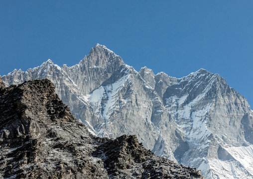 The view from the Chhukhung Ri at the top of the Lhotse (8516 m) and Lhotse Shar (8382 m) - Everest region, Nepal