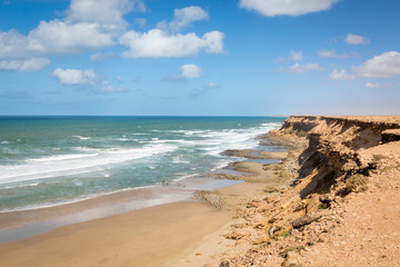 Rocky Atlantic coast in the southwest of Morocco
