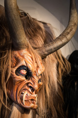 Traditional Krampus beast-like mask from Alpine region.