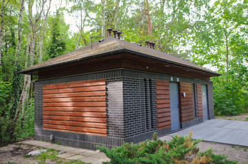 Wooden restroom or toilet building