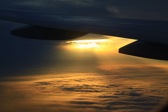 sunset and airplane outside