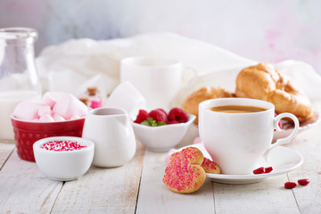 Valentines day breakfast with cooffee