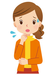 女性ポーズ　主婦　表情　心配