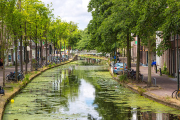 Fototapeta na wymiar Canal in historical part of Delft