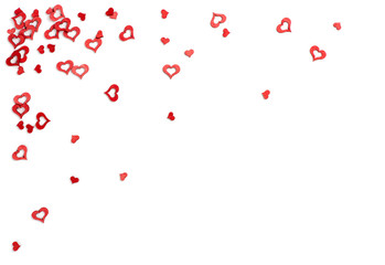 Valentines background with hearts, above view.