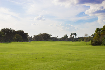 Fototapeta na wymiar Golf Course under Beautiful Sky 