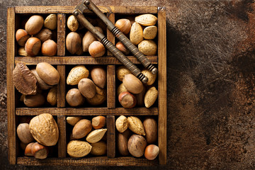 Various nuts in shell