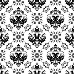 Oriental vector classic black and white pattern. Seamless abstract background with repeating elements. Orient background