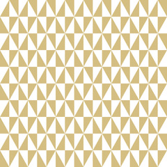 Geometric vector pattern with golden and white triangles. Geometric modern ornament. Seamless abstract background