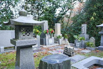 Senior woman visiting a grave